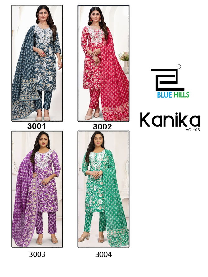 Kanika Vol 3 By Blue Hills Printed Cotton Kurti With Bottom Dupatta Wholesale Shop In Surat